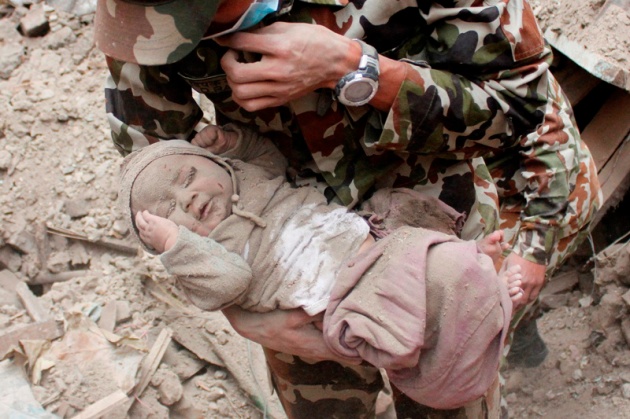 APTOPIX Nepal Earthquake Baby Rescue